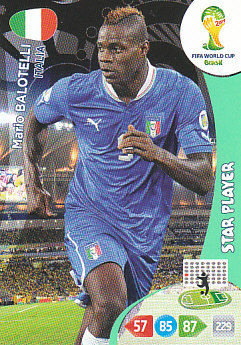 Mario Balotelli Italy Panini 2014 World Cup Star Player #218